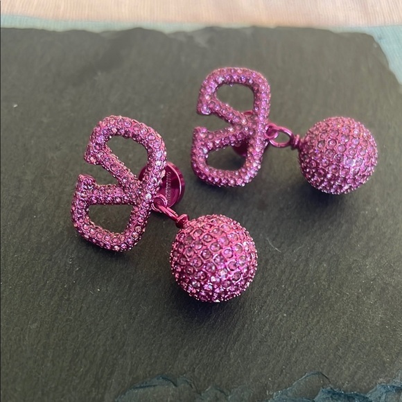 VALENTINO Chic Pink Beaded Drop Earrings - Picture 1 of 5